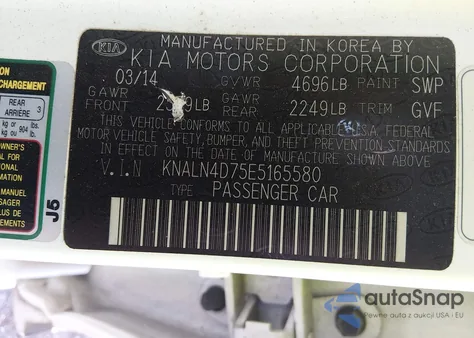 2014 Kia Cadenza Premium z USA, uszkodzony, nr VIN KNALN4D75E5165580